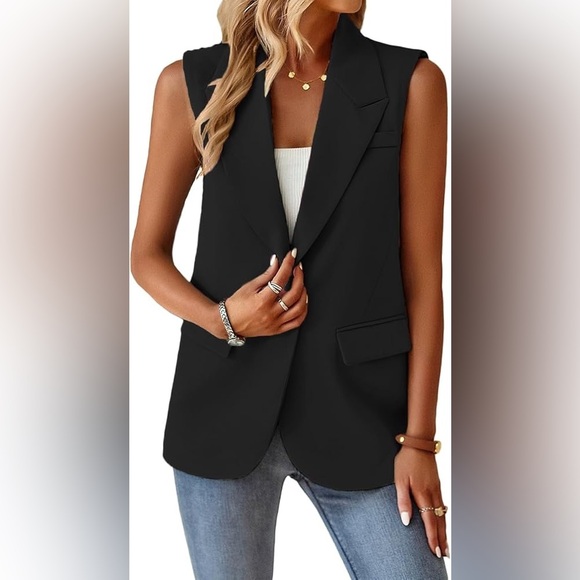 MINA SELF Women's Sleeveless Vest Blazer Casual Open Front Work Office Tops - Picture 8 of 13